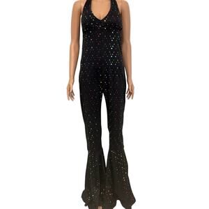 Dreamgirl medium sequin disco halter bell bottom costume jumpsuit P 3270